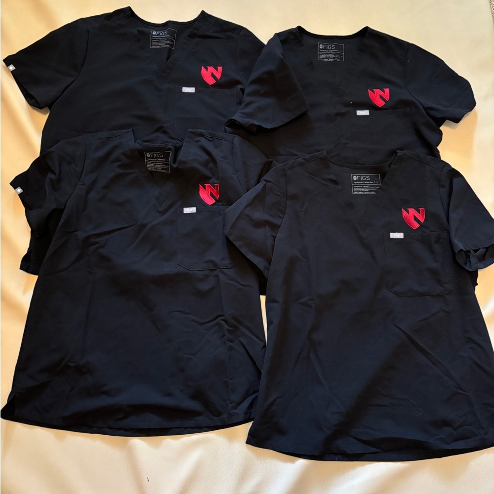 3 Figs Black Catarina Scrub Tops
